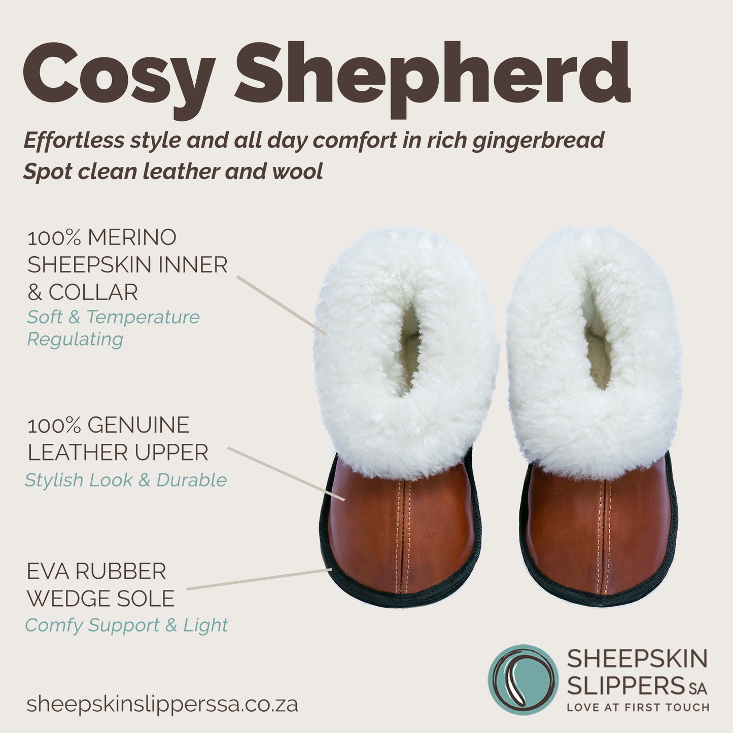 Cosy Shepherd | Gingerbread | Leather