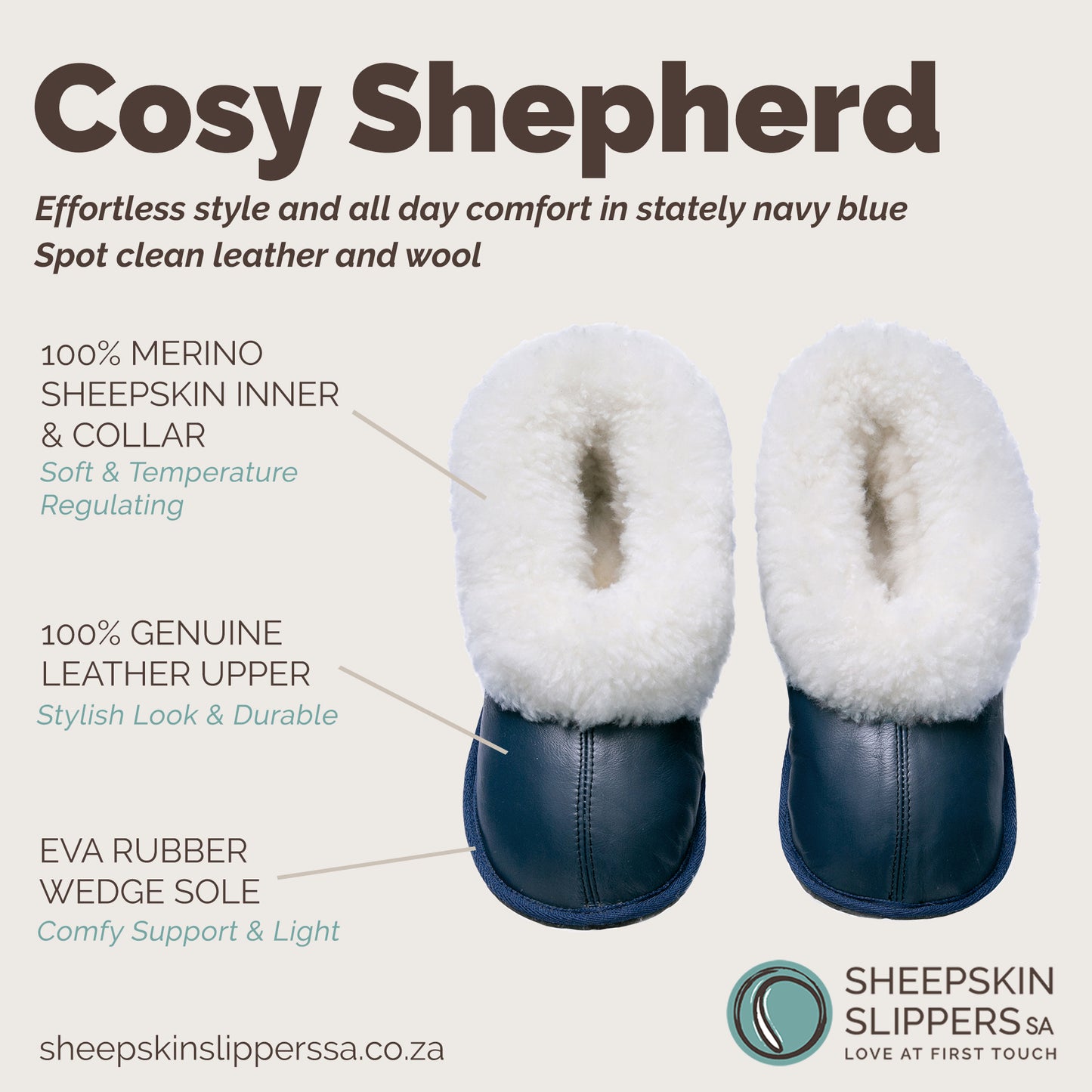 Cosy Shepherd | Navy Blue | Leather