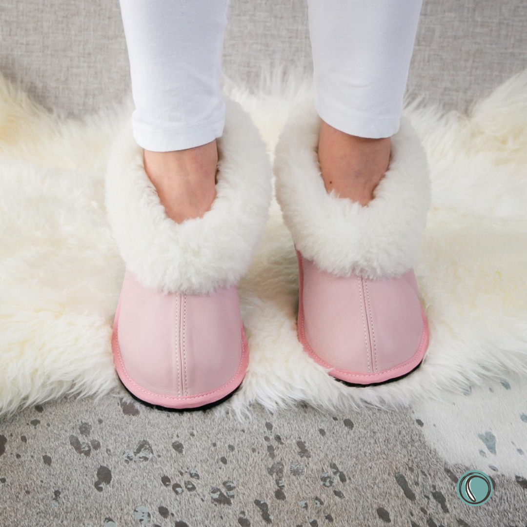 Cosy Shepherd Slippers | Rosy Pink | Leather & Sheepskin