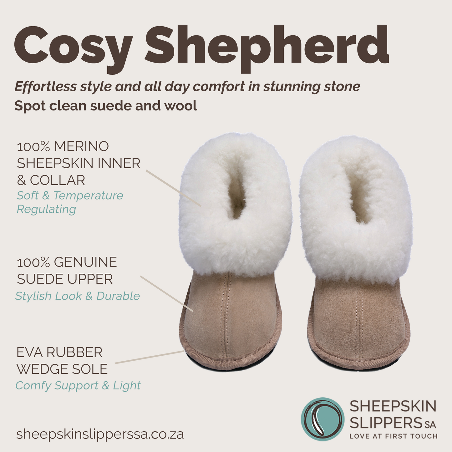 Cosy Shepherd | Stone | Suede
