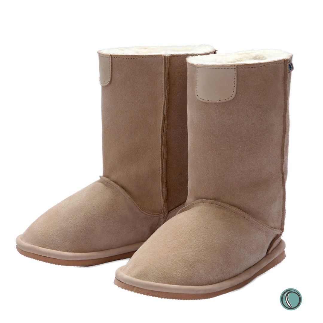 hug Hugg Boots | Mid-Calf | Stone Beige | Unisex | Sheepskin & Suede