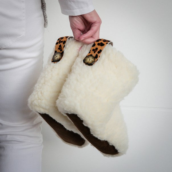 High Igloo Strap Slippers | Cream | Wool Lining