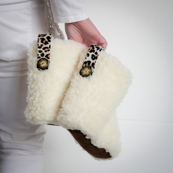 High Igloo Strap Slippers | Cream | Wool Lining