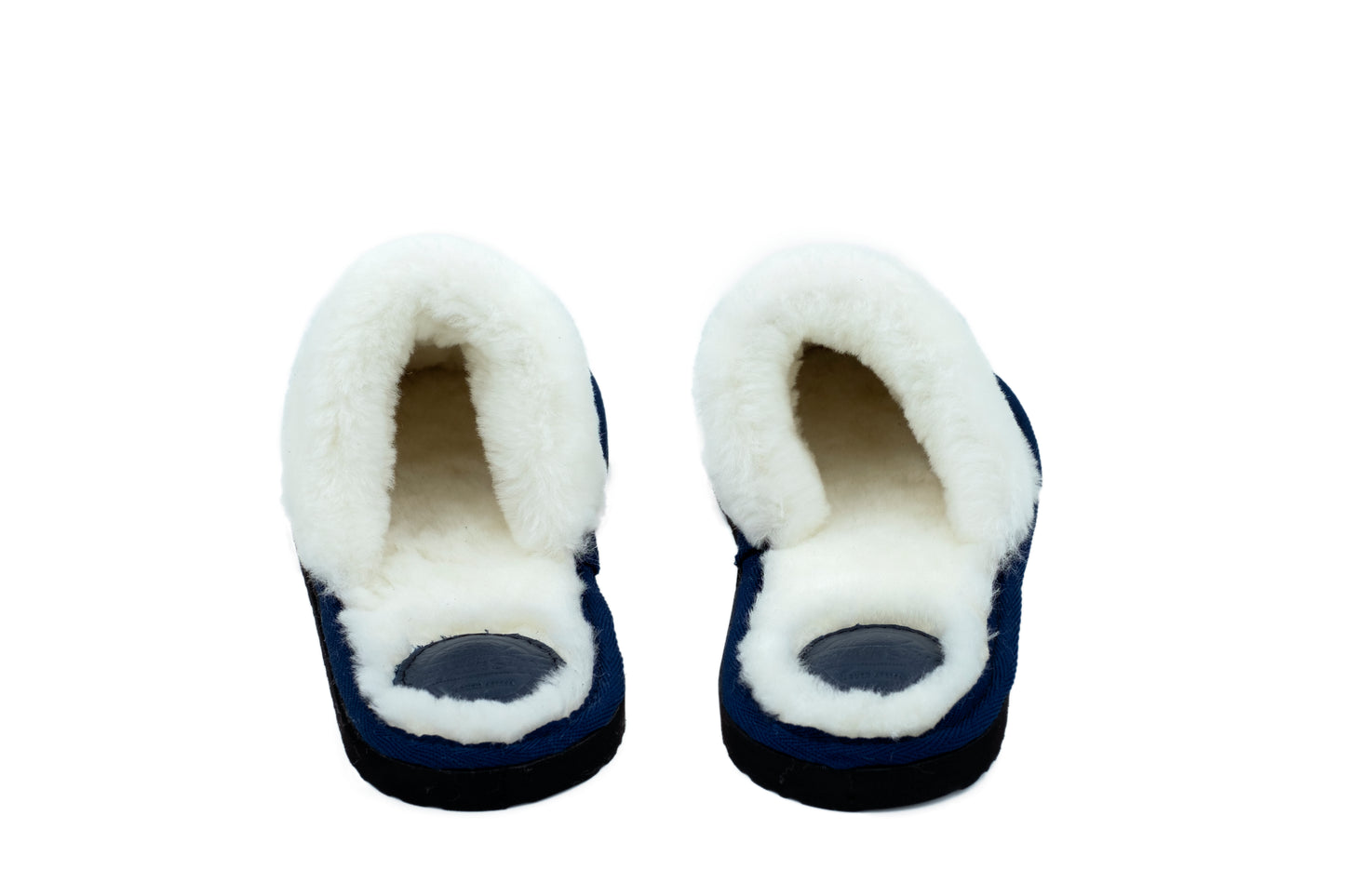 MADE TO ORDER | Mule | Navy Blue | Leather | Wool Collar