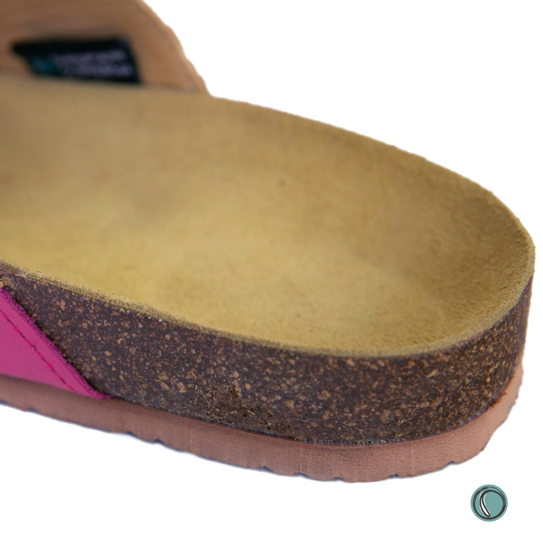 Kenton Sandals | Pink & White | Slip-On | Leather, Cork, Buckles | Adjustable Straps | MADE TO ORDER