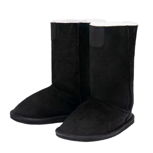 MADE TO ORDER | Hugg Boots | Mid-Calf | Black | Sheepskin & Suede Boots