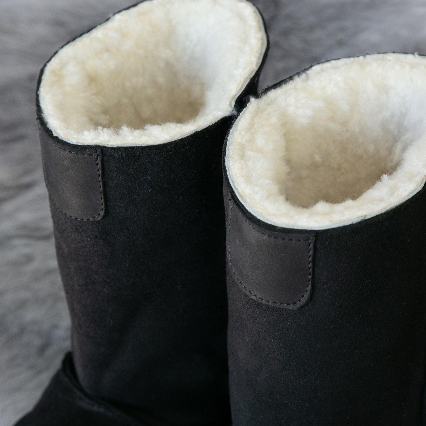 MADE TO ORDER | Hugg Boots | Mid-Calf | Black | Sheepskin & Suede Boots