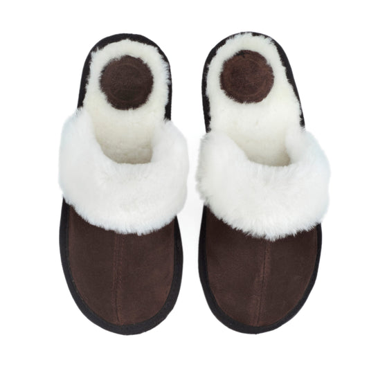 MADE TO ORDER | Mule | Chocolate | Suede | Wool Collar