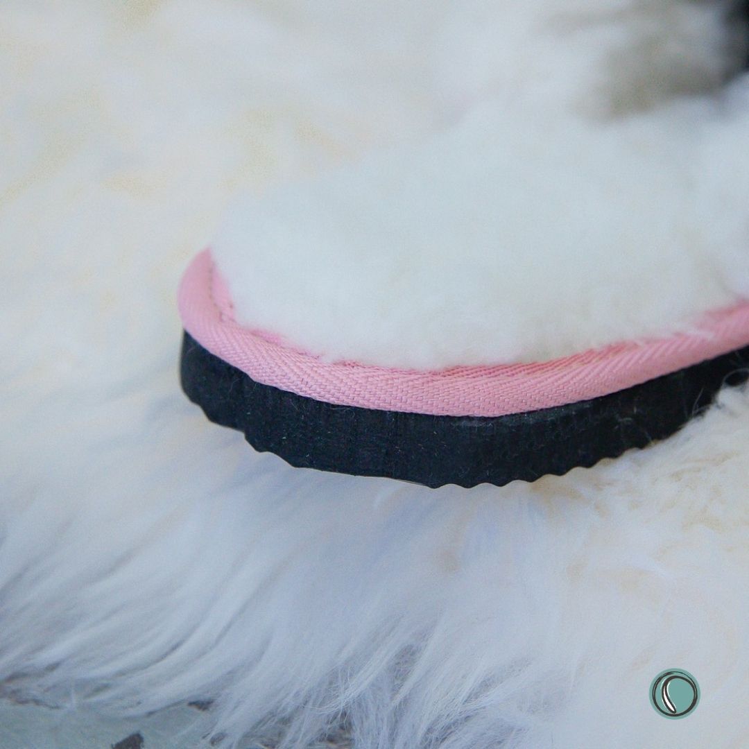 Mule Wool Collar Slippers | Slip-On | Rosy Pink | Leather & Sheepskin