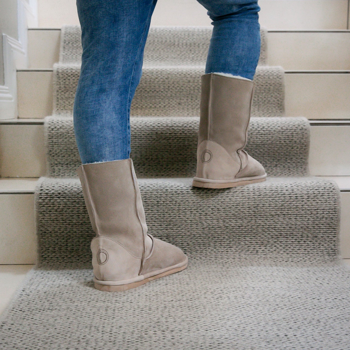 Hugg Boots | Mid-Calf | Stone | Sheepskin & Suede Boots | MADE TO ORDER