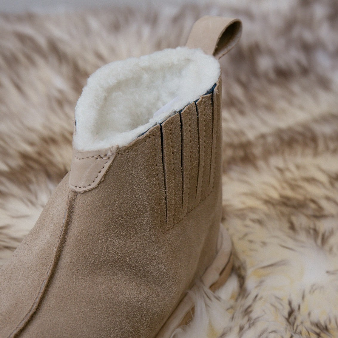 Shushu Ankle Boots | Stone | Unisex Sheepskin & Suede Boots