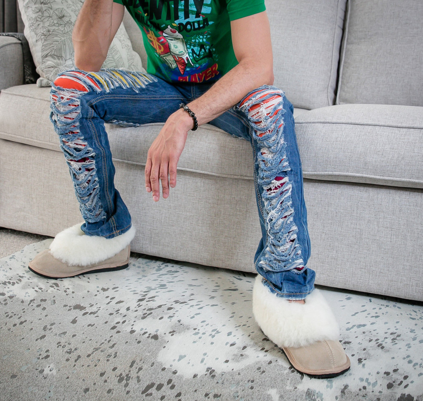 Cosy Shepherd Slippers | Non-Slip TPU Sole | Stone | Suede & Sheepskin