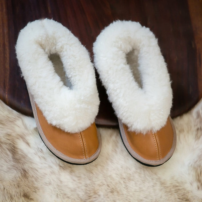 Cosy Shepherd Slippers | Toffee | Leather & Sheepskin
