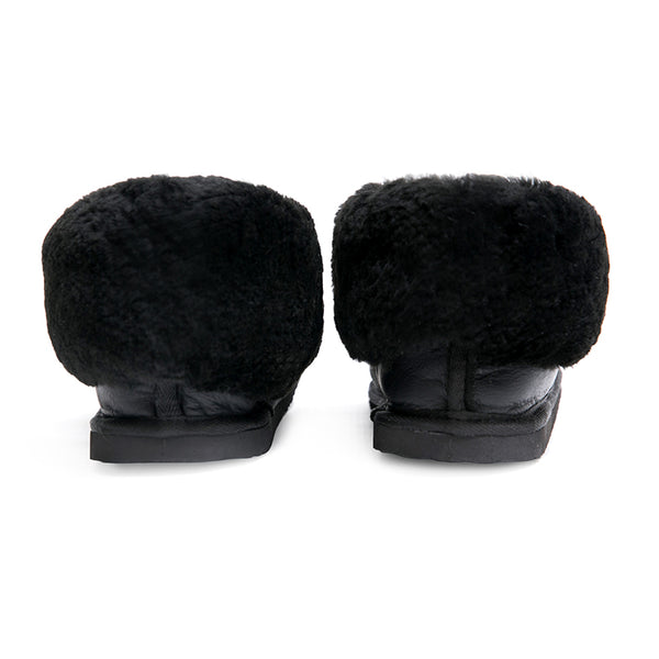 STRAW SOLE SLIPPERS BLACK LAMBSKIN main image 0
