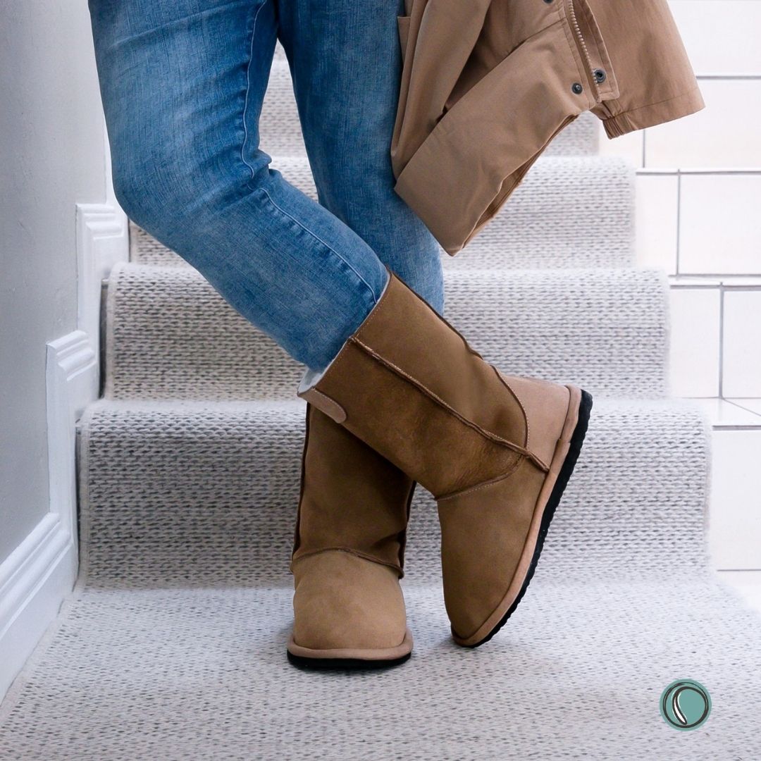 Hugg Boots | Mid-Calf | Chestnut | Sheepskin & Suede Boots | MADE TO ORDER