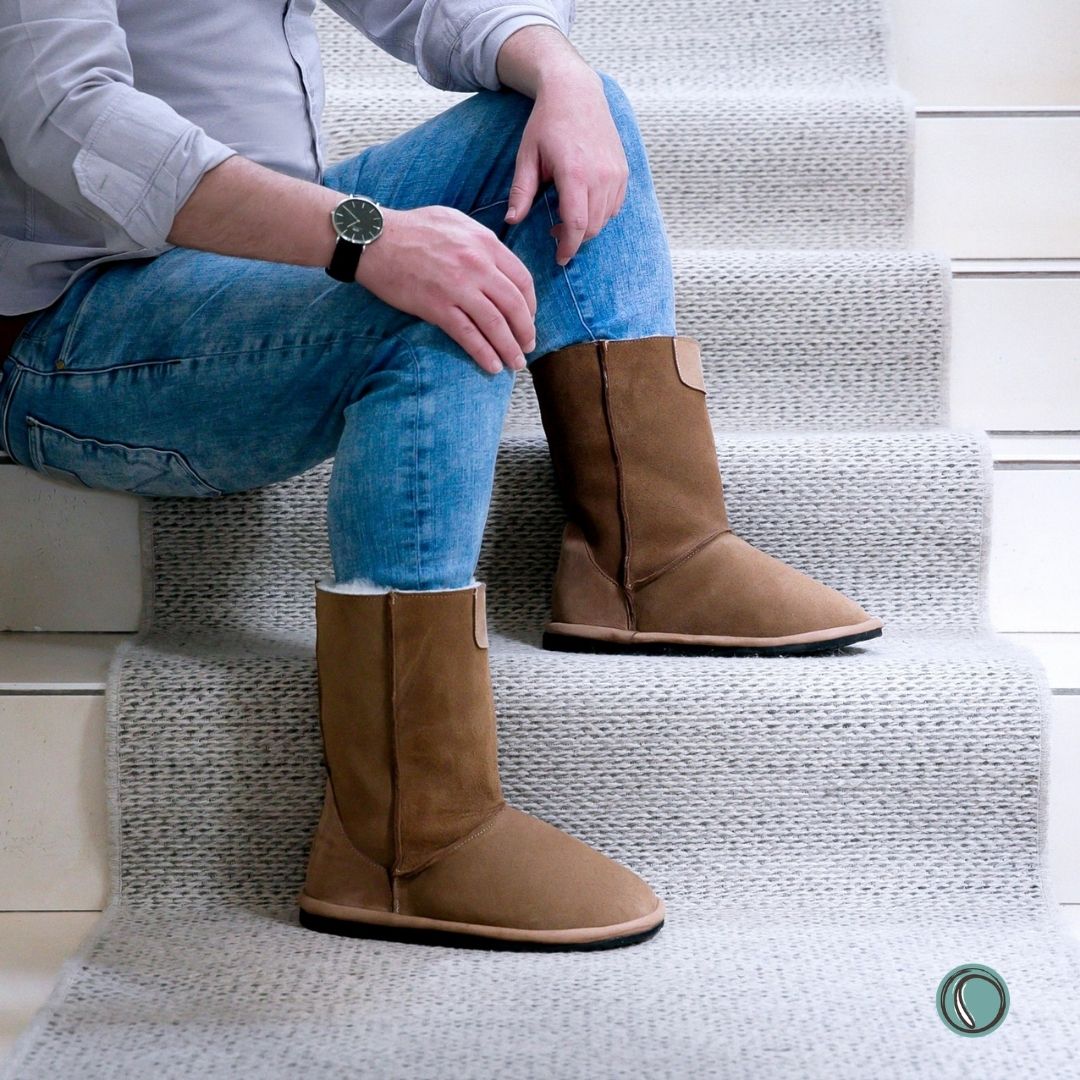 Hugg Boots | Mid-Calf | Chestnut | Sheepskin & Suede Boots | MADE TO ORDER