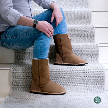 Hugg Boots | Mid-Calf | Chestnut | Sheepskin & Suede Boots | MADE TO ORDER