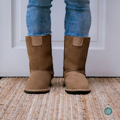 Hugg Boots | Mid-Calf | Chestnut | Sheepskin & Suede Boots | MADE TO ORDER