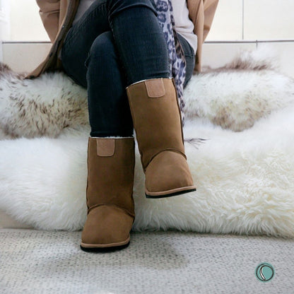 Hugg Boots | Mid-Calf | Chestnut | Sheepskin & Suede Boots | MADE TO ORDER