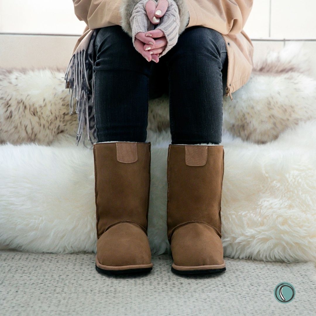 Hugg Boots | Mid-Calf | Chestnut | Sheepskin & Suede Boots | MADE TO ORDER