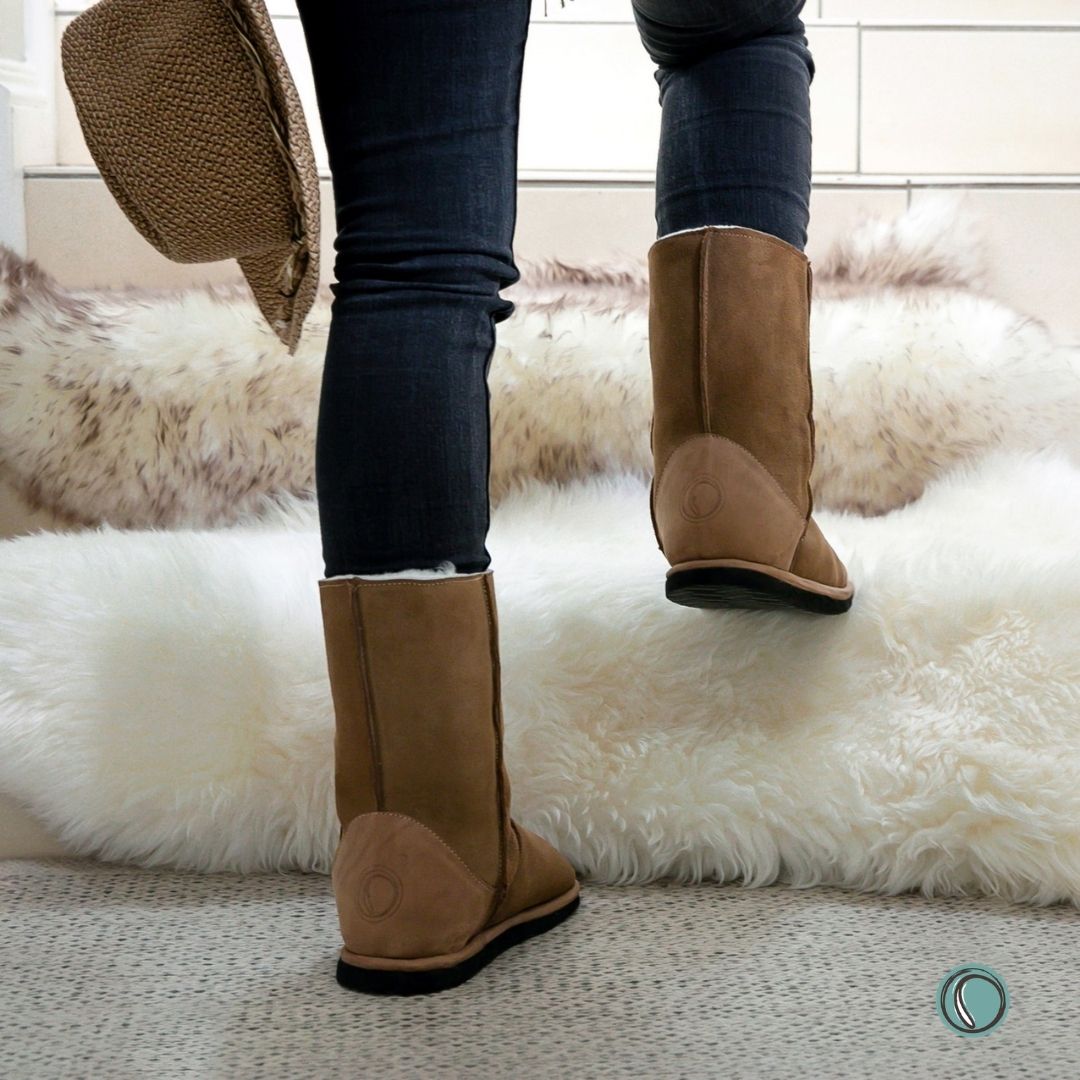 Hugg Boots | Mid-Calf | Chestnut | Sheepskin & Suede Boots | MADE TO ORDER