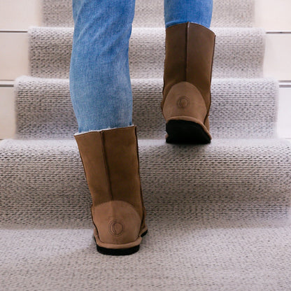 MADE TO ORDER | Hugg Boots | Mid-Calf | Chestnut | Sheepskin & Suede Boots