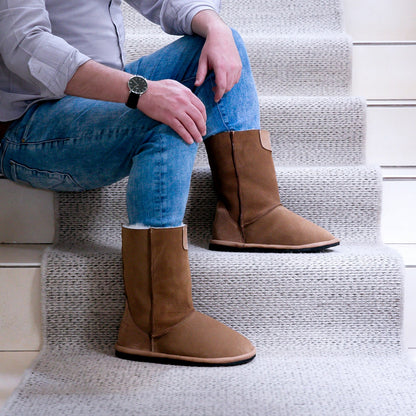 MADE TO ORDER | Hugg Boots | Mid-Calf | Chestnut | Sheepskin & Suede Boots