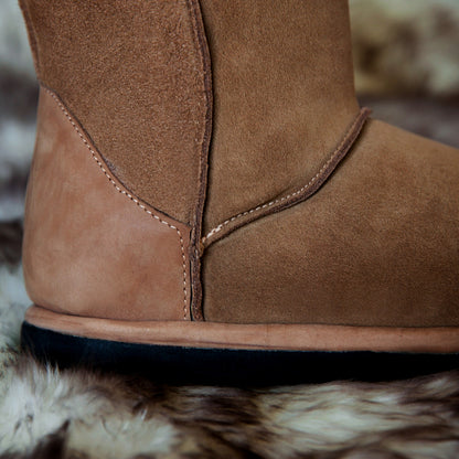 MADE TO ORDER | Hugg Boots | Mid-Calf | Chestnut | Sheepskin & Suede Boots