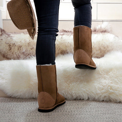 MADE TO ORDER | Hugg Boots | Mid-Calf | Chestnut | Sheepskin & Suede Boots