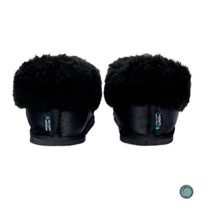 Cosy Shepherd Slippers | Black | Leather & Sheepskin