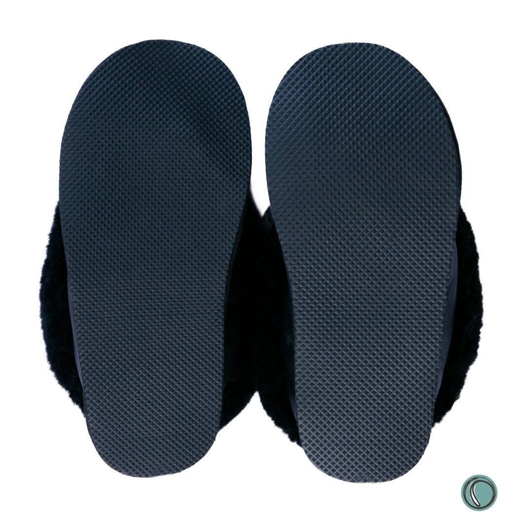Cosy Shepherd Slippers | Black | Leather & Sheepskin