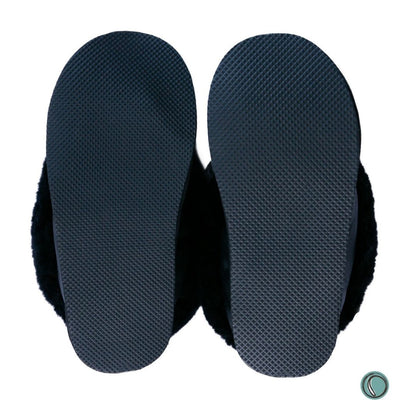 Cosy Shepherd Slippers | Black | Leather & Sheepskin