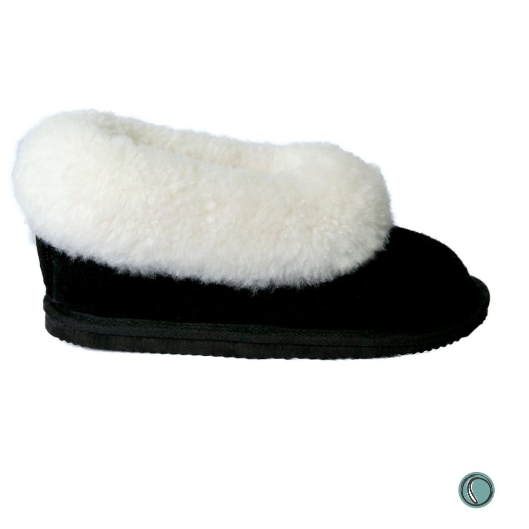 Cosy Shepherd Slippers | Black | Suede & Sheepskin