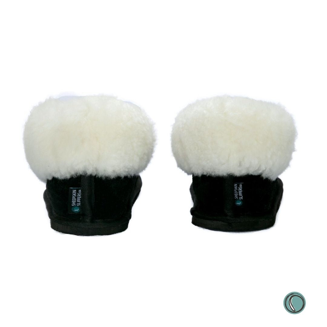 Cosy Shepherd Slippers | Black | Suede & Sheepskin