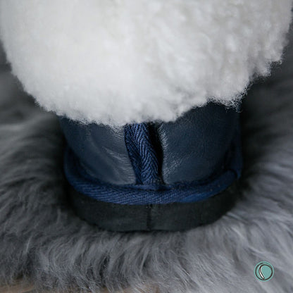 Cosy Shepherd Slippers | Navy Blue | Leather & Sheepskin