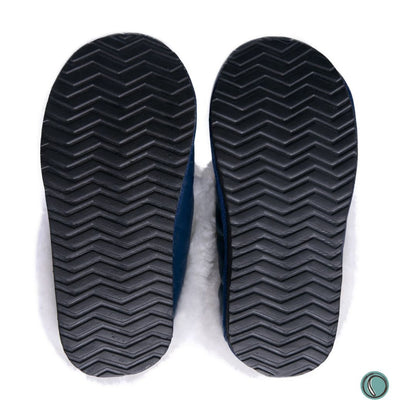 Cosy Shepherd Slippers | Navy Blue | Leather & Sheepskin