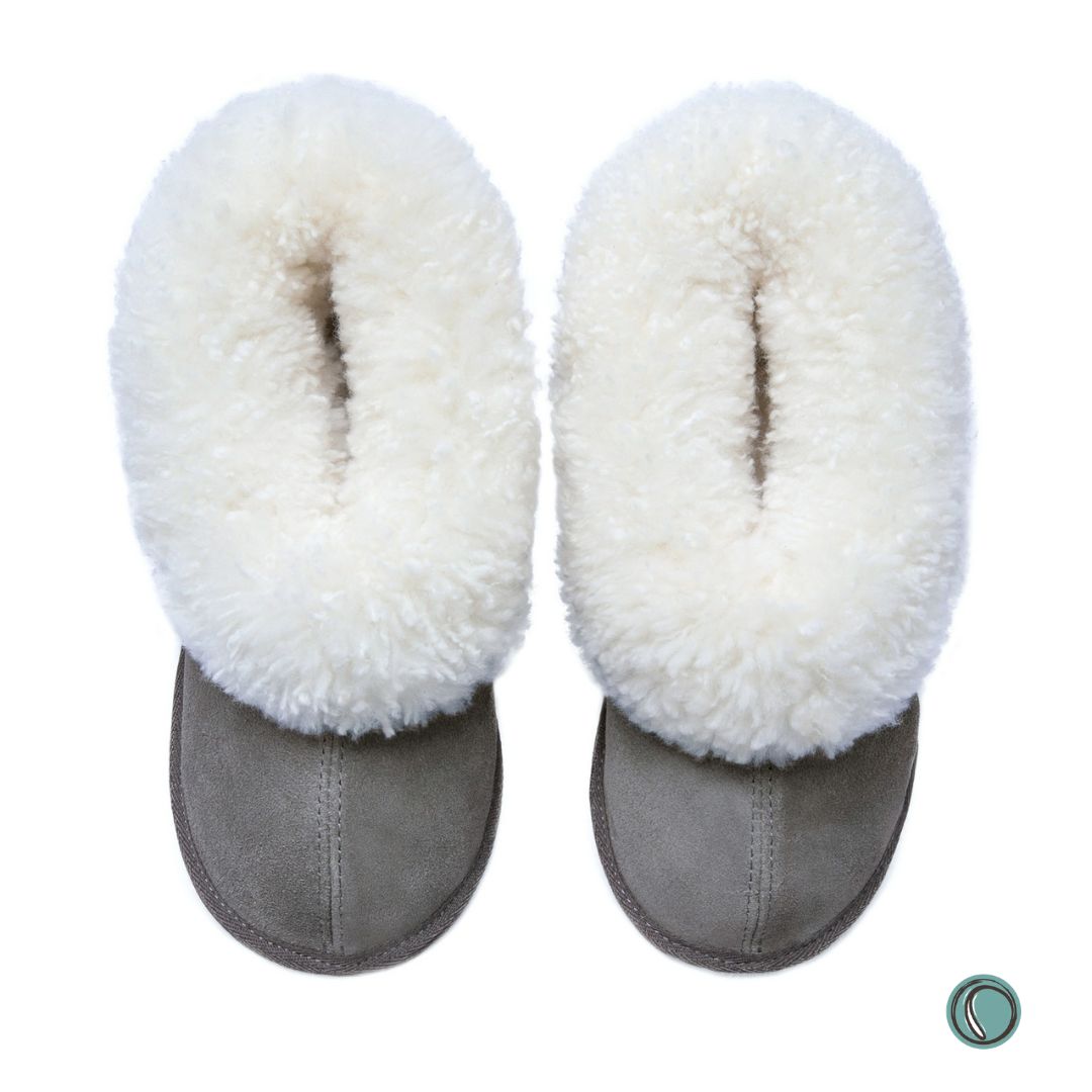 Cosy Shepherd Slippers | Charcoal | Suede & Sheepskin