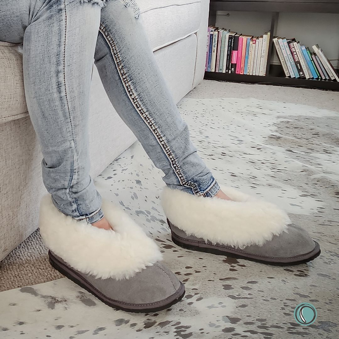 Cosy Shepherd Slippers | Charcoal | Suede & Sheepskin