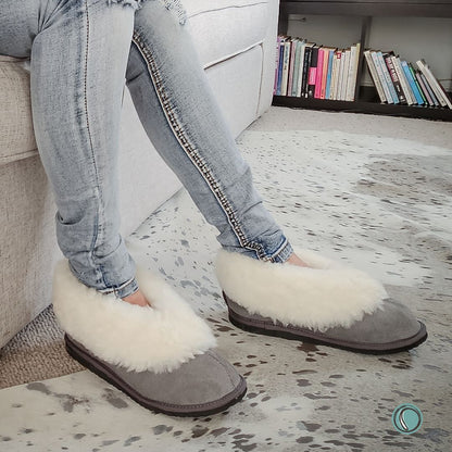 Cosy Shepherd Slippers | Charcoal | Suede & Sheepskin
