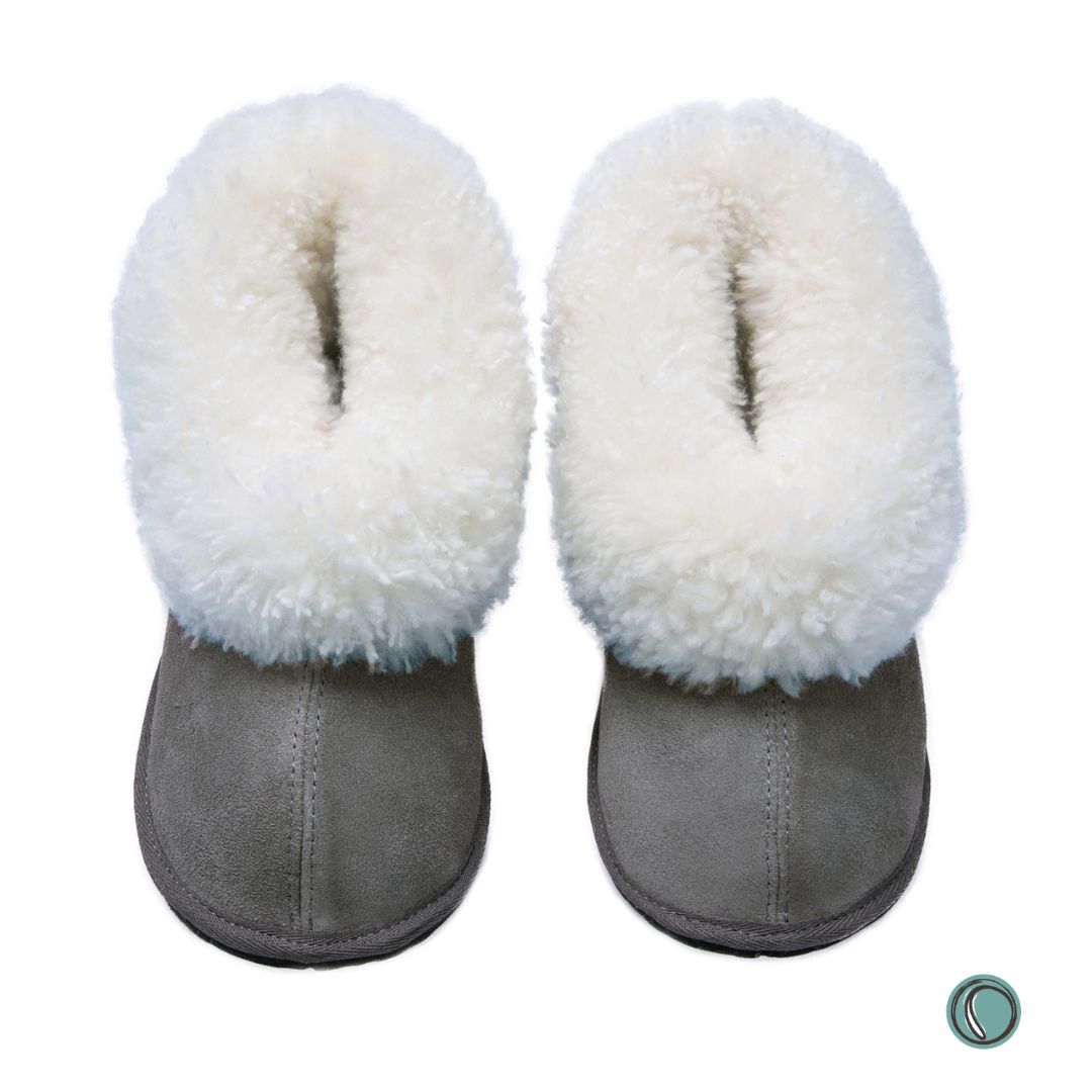 Cosy Shepherd Slippers | Sheepskin & Suede | Charcoal-Grey | Unisex ...