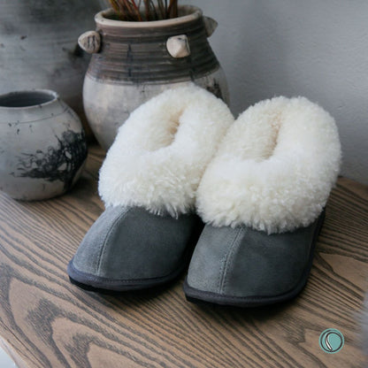 Cosy Shepherd Slippers | Charcoal | Suede & Sheepskin