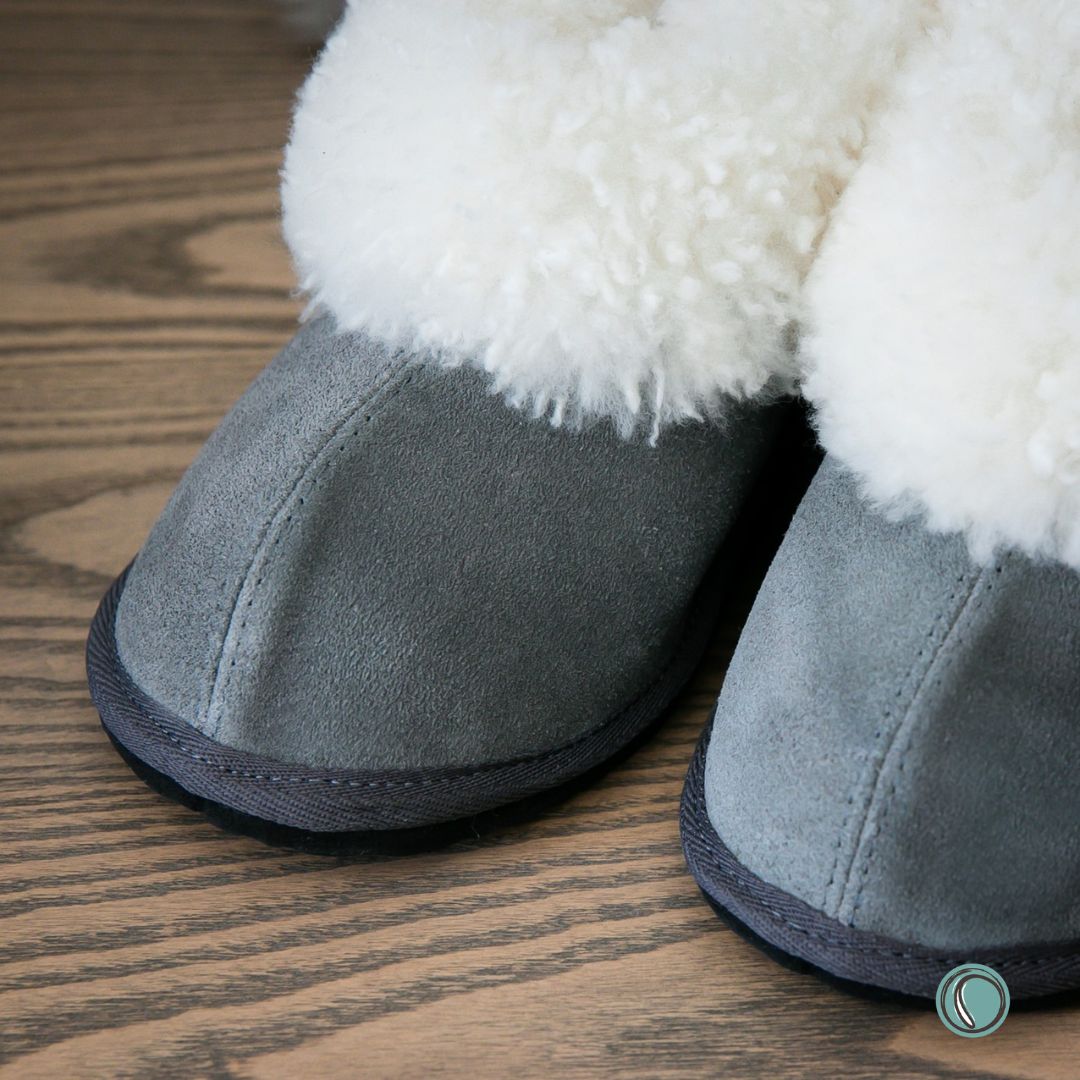 Cosy Shepherd Slippers | Charcoal | Suede & Sheepskin