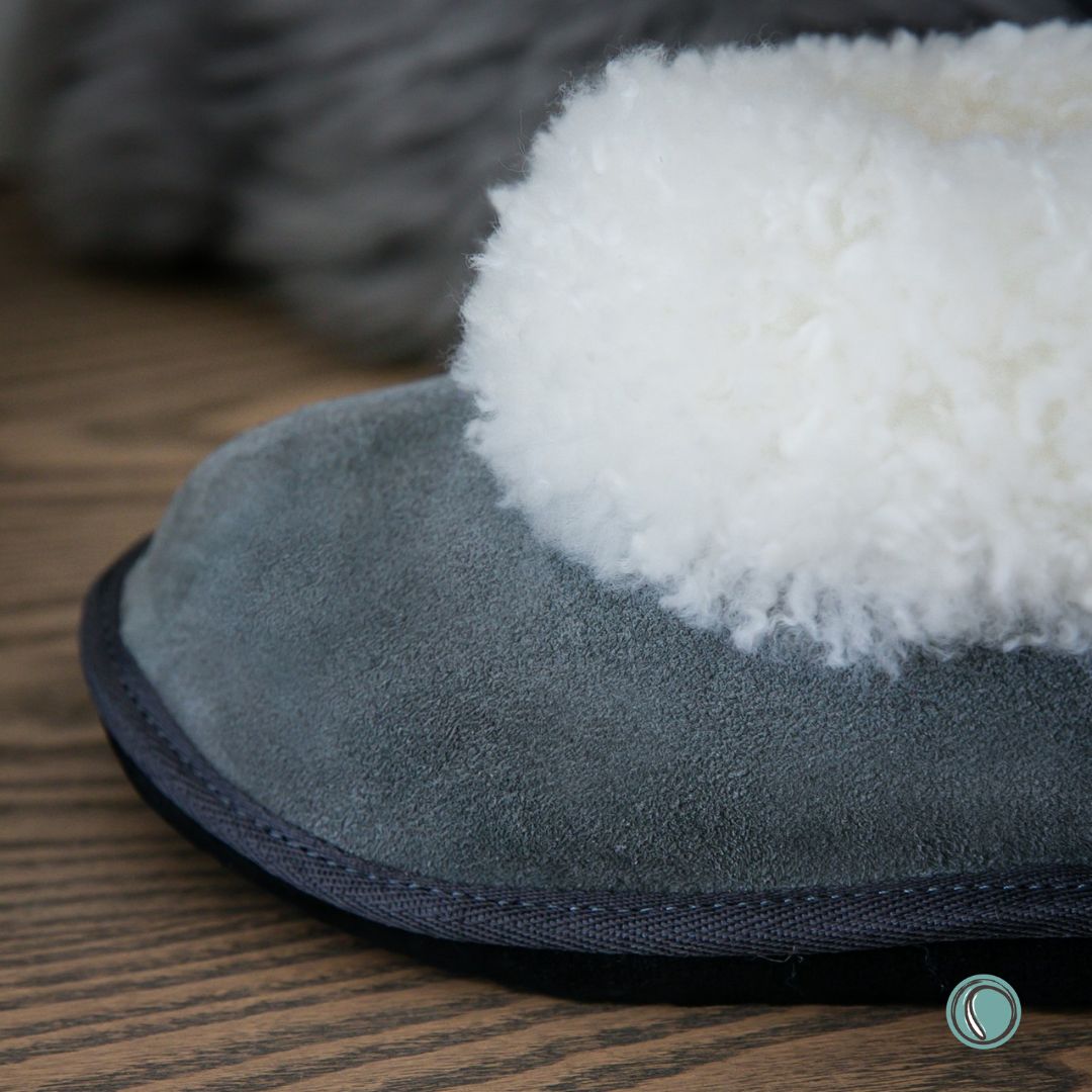 Cosy Shepherd Slippers | Charcoal | Suede & Sheepskin