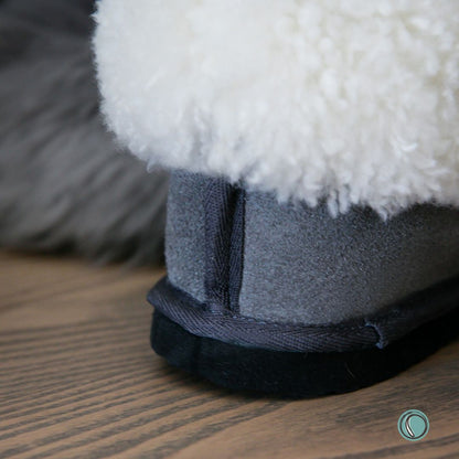 Cosy Shepherd Slippers | Charcoal | Suede & Sheepskin