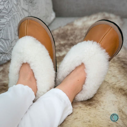 Cosy Shepherd Slippers | Toffee | Leather & Sheepskin