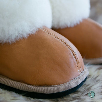 Cosy Shepherd Slippers | Toffee | Leather & Sheepskin