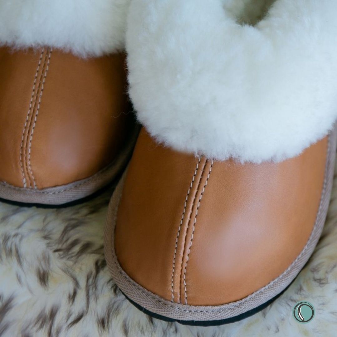 Cosy Shepherd Slippers | Toffee | Leather & Sheepskin