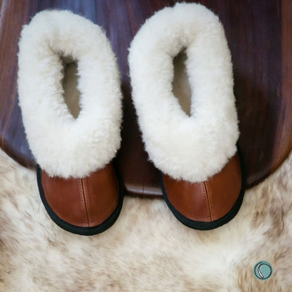 Cosy Shepherd Slippers | Gingerbread | Leather & Sheepskin