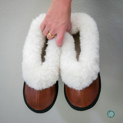 Cosy Shepherd Slippers | Gingerbread | Leather & Sheepskin