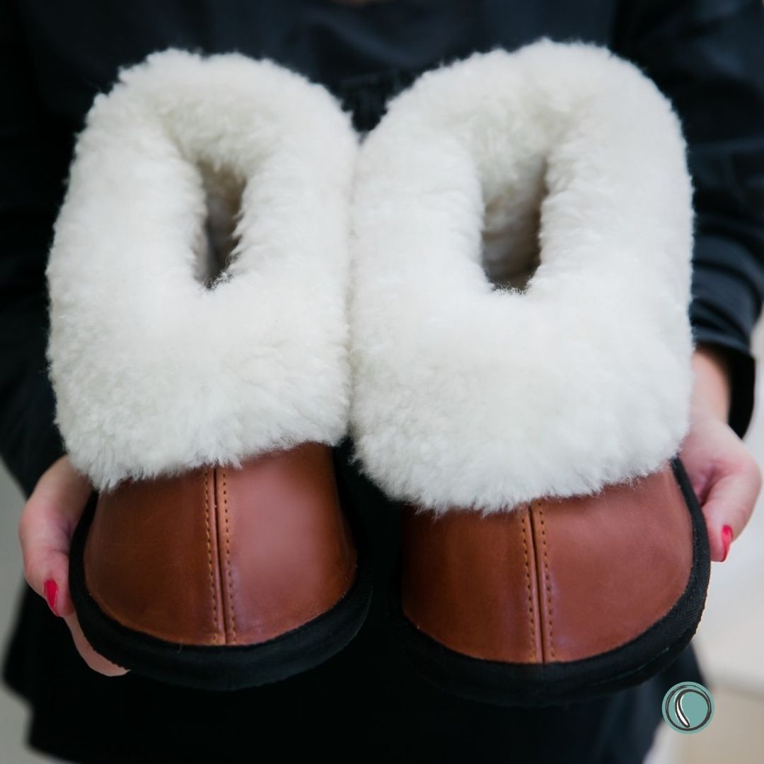 Cosy Shepherd Slippers | Gingerbread | Leather & Sheepskin